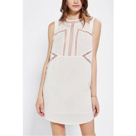 Urban Outfitters Silence & Noise  Bailey Sheer Cutout White Mini Dress. Size XS. - Picture 1 of 12